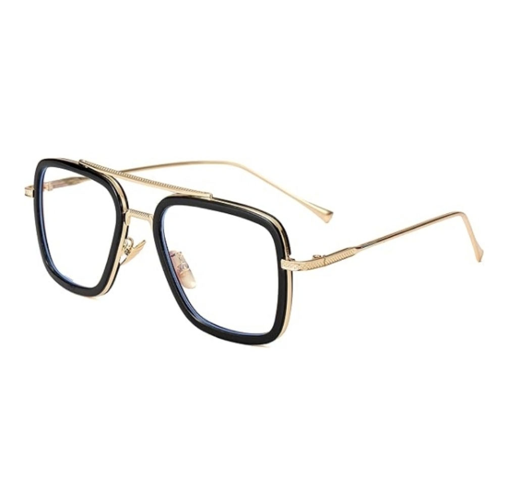 Blue Light Blocking Metal Frame Non-Prescription Eyeglasses Gold Black